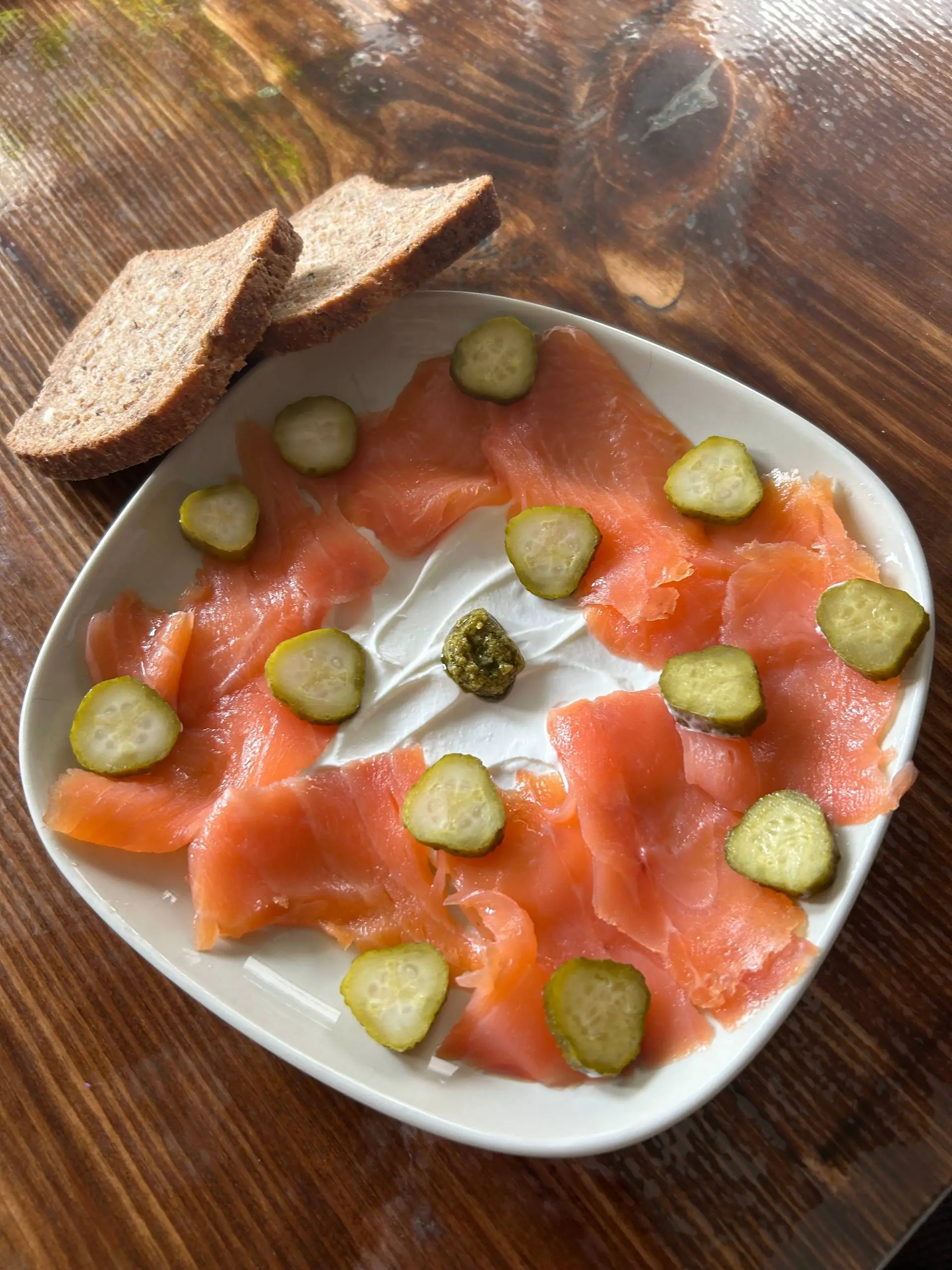 Salmon plate prepared by the hostess
