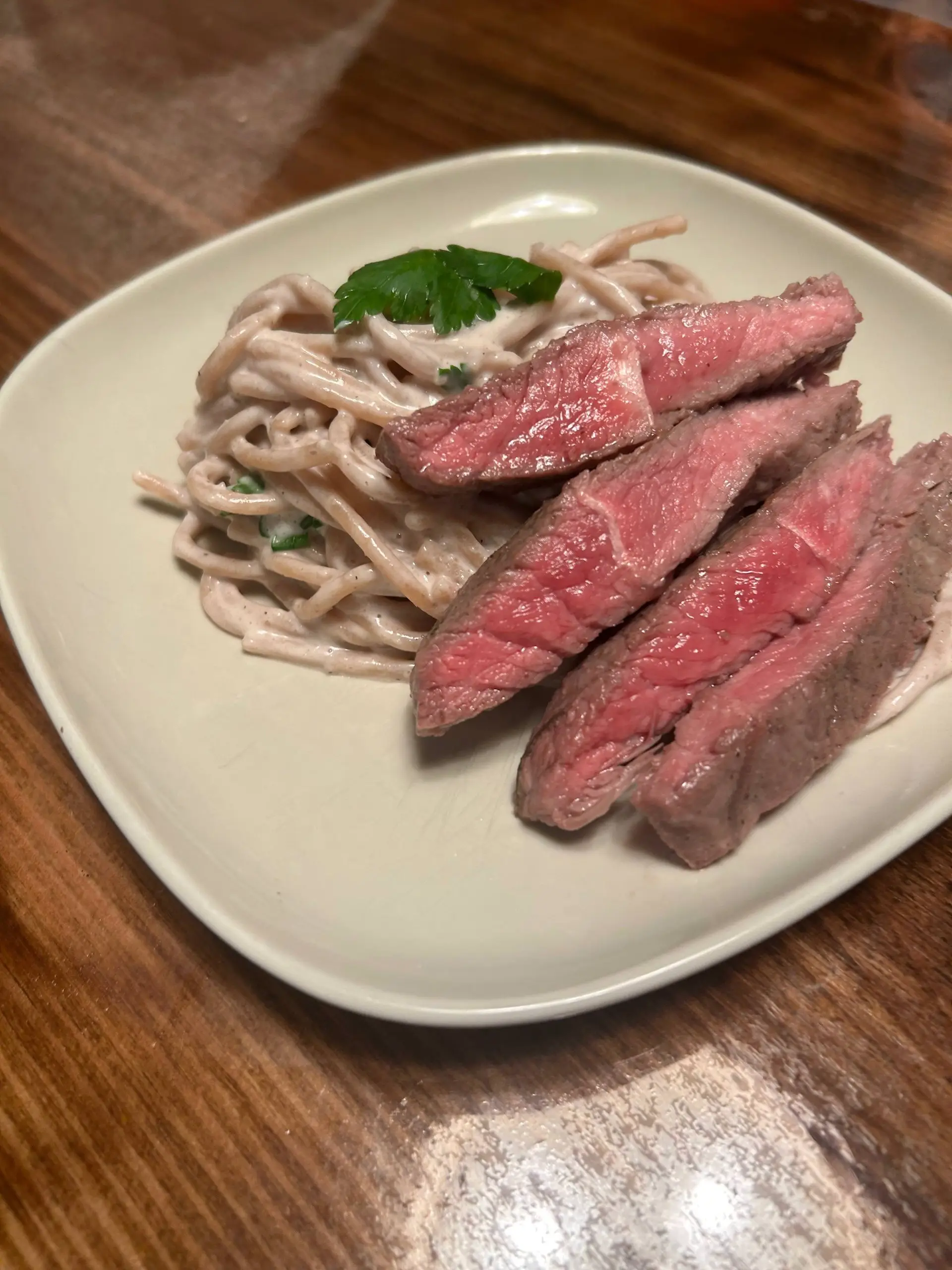 Grilled steak dinner on board